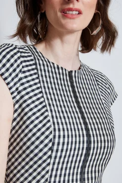 Elie Tahari Dresses & Jumpsuits|Short Sleeve Dresses-Gingham Fit & Flare Dress