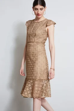 Elie Tahari Dresses & Jumpsuits|Midi Dresses-Lace Flutter Sleeve Dress
