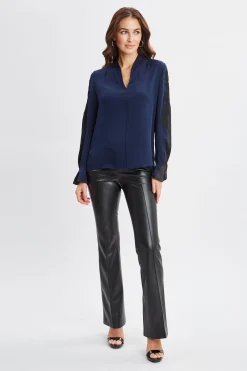 Elie Tahari Tops & Sweaters-Lace Sleeve Silk Shirt