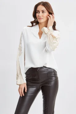 Elie Tahari Tops & Sweaters-Lace Sleeve Silk Shirt