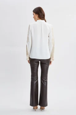 Elie Tahari Tops & Sweaters-Lace Sleeve Silk Shirt