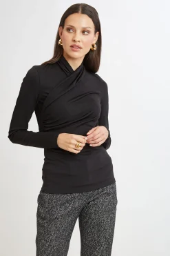Elie Tahari Tops & Sweaters-Long Sleeve Ruched Draped Knit