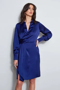 Elie Tahari Dresses & Jumpsuits|Short Sleeve Dresses-Long Sleeve Satin Wrap Dress