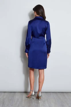 Elie Tahari Dresses & Jumpsuits|Short Sleeve Dresses-Long Sleeve Satin Wrap Dress