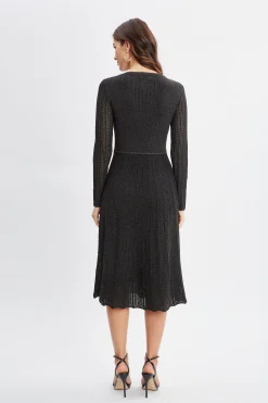 Elie Tahari Dresses & Jumpsuits-Lurex Flare Sweater Dress