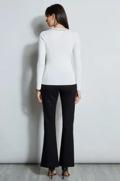 Elie Tahari Tops & Sweaters-Merino Rib Chain Detail Sweater