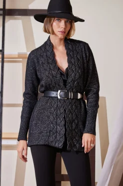 Elie Tahari Tops & Sweaters-Metallic Cable Cardigan