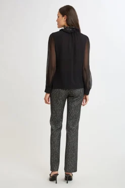 Elie Tahari Tops & Sweaters|Suiting-Metallic Lace Trim Silk Shirt