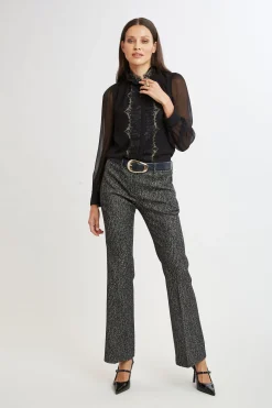 Elie Tahari Tops & Sweaters|Suiting-Metallic Lace Trim Silk Shirt