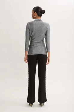 Elie Tahari Tops & Sweaters-Metallic Ruched Knit