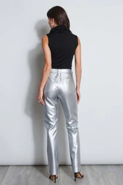 Elie Tahari Bottoms-Metallic Stretch Twill Jeans