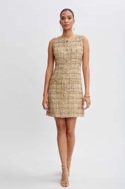 Elie Tahari Short Dresses|Dresses & Jumpsuits-Metallic Tweed Button Dress