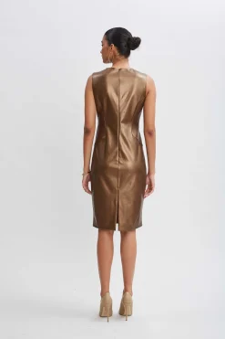 Elie Tahari Dresses & Jumpsuits|Sleeveless Dresses-Metallic Vegan Leather Side Panel Dress