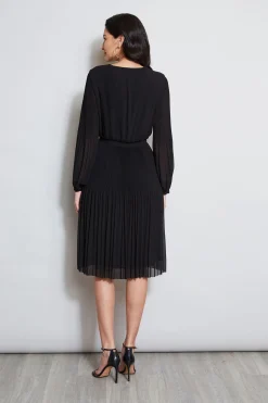 Elie Tahari Dresses & Jumpsuits|Long Sleeve Dresses-Mock Wrap Pleated Dress