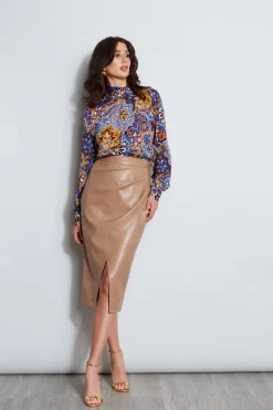 Elie Tahari Tops & Sweaters-Night Garden Silk Draped Shirt