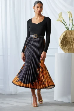 Elie Tahari Dresses & Jumpsuits-Paisley Pleated Midi Dress