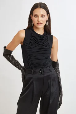 Elie Tahari Tops & Sweaters-Pleat Detail Matte Jersey Knit
