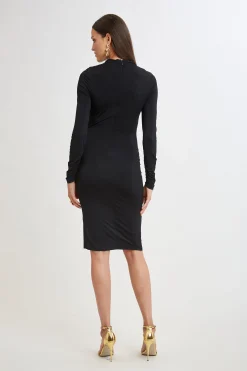 Elie Tahari Dresses & Jumpsuits|Long Sleeve Dresses-Pleat Detail Matte Jersey Dress
