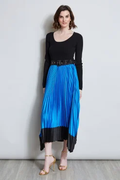 Elie Tahari Dresses & Jumpsuits|Midi Dresses-Pleated Belted Dress