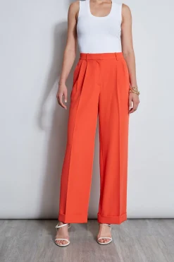 Elie Tahari Bottoms-Pleated Cuffed Pant