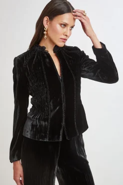 Elie Tahari Jackets & Blazers|Suiting-Plisse Velvet Embroidered Jacket