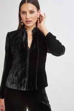 Elie Tahari Jackets & Blazers|Suiting-Plisse Velvet Embroidered Jacket