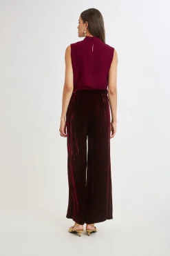 Elie Tahari Bottoms|Suiting-Plisse Velvet Fluid Pant