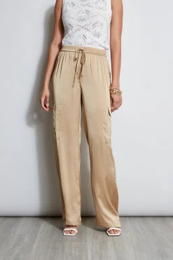 Elie Tahari Bottoms-Relaxed Satin Cargo Pant