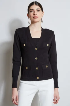 Elie Tahari Tops & Sweaters-Rib Button Sweater