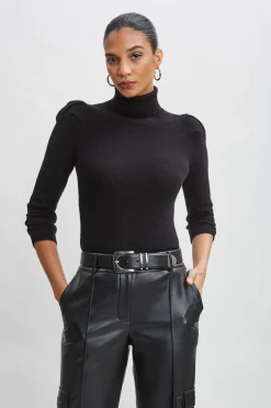 Elie Tahari Tops & Sweaters|Suiting-Ruched Sleeve Cashmere Wool Sweater