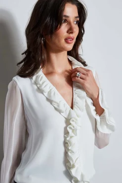 Elie Tahari Tops & Sweaters-Ruffle Silk Shirt
