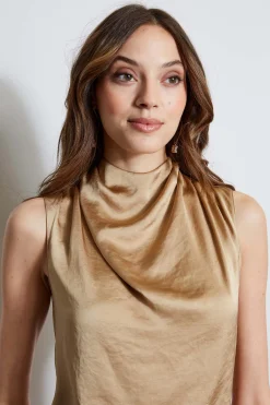Elie Tahari Tops & Sweaters-Satin Draped Neck Top