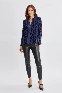 Elie Tahari Tops & Sweaters-Satin Velvet Burnout Shirt