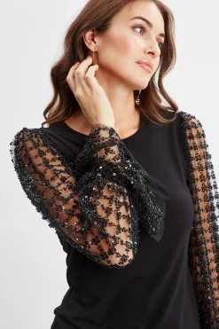 Elie Tahari Tops & Sweaters-Sequin Sleeve Knit