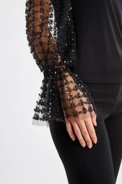 Elie Tahari Tops & Sweaters-Sequin Sleeve Knit