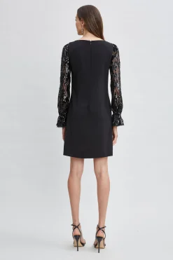 Elie Tahari Dresses & Jumpsuits-Sequin Sleeve Shift Dress
