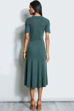 Elie Tahari Short Sleeve Dresses|Midi Dresses-Short Sleeve Cashmere Belted Dress