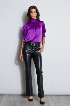 Elie Tahari Tops & Sweaters|Suiting-Short Sleeve Silk Satin Smocked Shirt