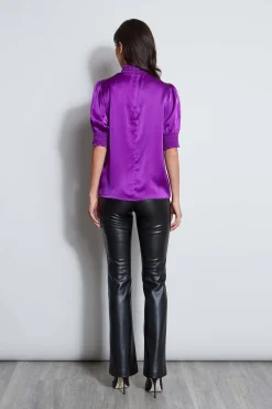 Elie Tahari Tops & Sweaters|Suiting-Short Sleeve Silk Satin Smocked Shirt