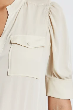 Elie Tahari Tops & Sweaters-Short Sleeve Silk Utility Shirt