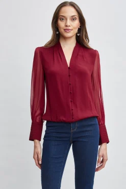Elie Tahari Tops & Sweaters-Silk Blouson Button Shirt