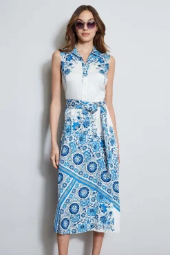 Elie Tahari Dresses & Jumpsuits|Midi Dresses-Silk Cascade Garden Shirt Dress