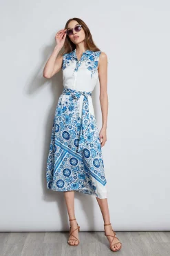 Elie Tahari Dresses & Jumpsuits|Midi Dresses-Silk Cascade Garden Shirt Dress