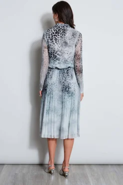 Elie Tahari Bottoms-Silk Chiffon Pleated Cheetah Skirt