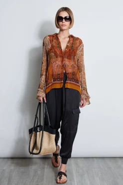 Elie Tahari Tops & Sweaters-Silk Crinkle Chiffon Raj Paisley Shirt