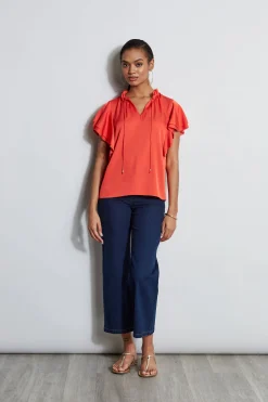 Elie Tahari Tops & Sweaters-Silk Flutter Sleeve Tie Shirt