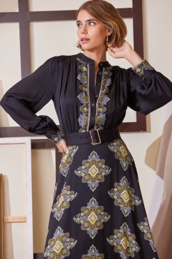 Elie Tahari Dresses & Jumpsuits|Midi Dresses-Silk Geometric Midi Dress