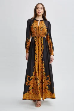 Elie Tahari Long Sleeve Dresses|Dresses & Jumpsuits-Silk Paisley Maxi Dress