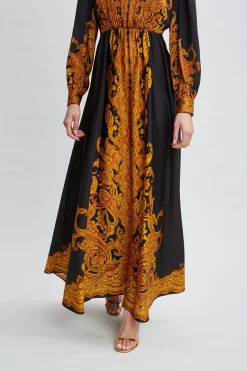 Elie Tahari Long Sleeve Dresses|Dresses & Jumpsuits-Silk Paisley Maxi Dress