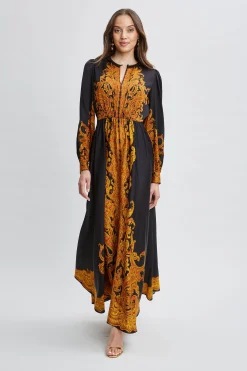 Elie Tahari Long Sleeve Dresses|Dresses & Jumpsuits-Silk Paisley Maxi Dress